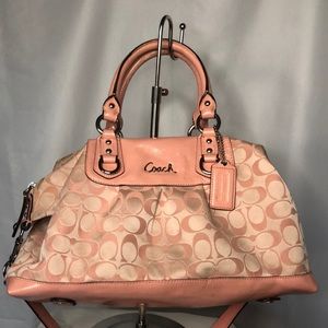 COACH Peony salmon colored signature satchel 15440 handbag.